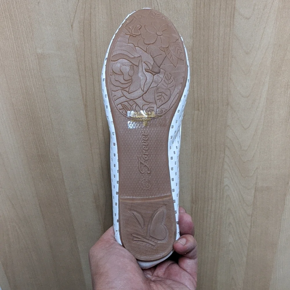 Women's hollow breathable ballet flat Golden decor White - Picture 5 of 5